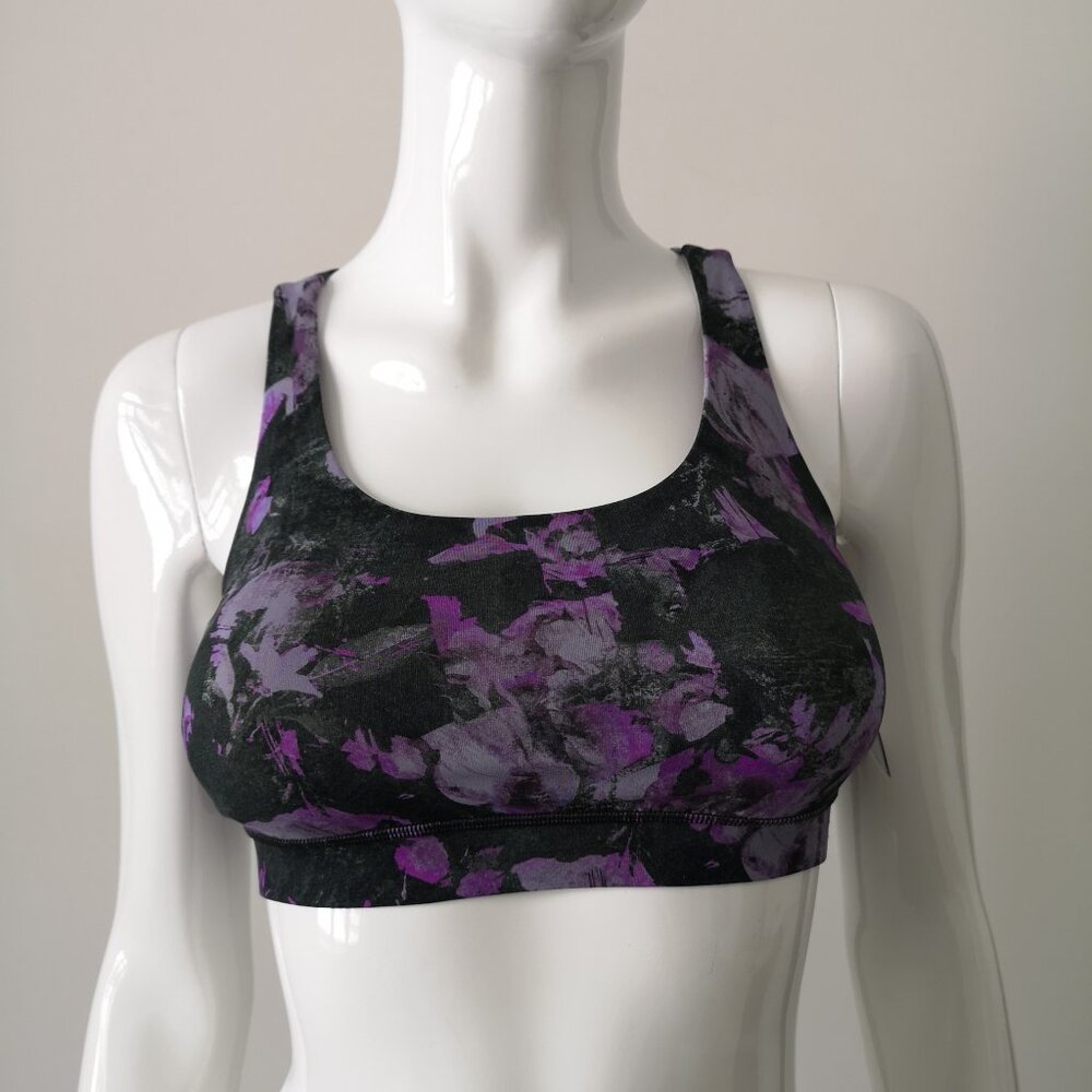 NWT LULULEMON FSFM Purple Black Luxtreme Fabric B/C Cup All Sport Energy Bra 6 8